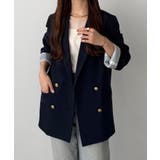 ネイビー | callautia ゴールドボタンテーラードジャケット | JUNOAH