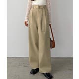ベージュ | callautia べルト付きハイウエストツイルパンツ | JUNOAH