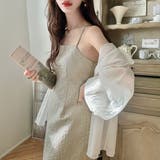 Meiru バックリボンジャガードタイトキャミワンピース[品番