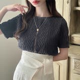 チャコール | Meiru シアーカットジャガードトップス | JUNOAH