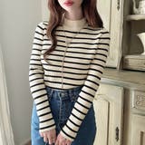 Dアイボリー×ブラック | Meiru【選べる】厚手長袖リブニット | JUNOAH