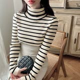 Eアイボリー×ブラック | Meiru【選べる】厚手長袖リブニット | JUNOAH
