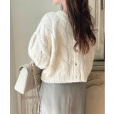 Meiru 前後2wayケーブル編みショートニットカーディガン | JUNOAH | 詳細画像1 