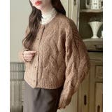 Meiru 前後2wayケーブル編みショートニットカーディガン | JUNOAH | 詳細画像11 