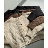 Meiru 前後2wayケーブル編みショートニットカーディガン | JUNOAH | 詳細画像15 