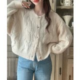 アイボリー | Meiru 前後2wayケーブル編みショートニットカーディガン | JUNOAH