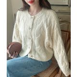 Meiru 前後2wayケーブル編みショートニットカーディガン | JUNOAH | 詳細画像2 