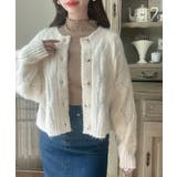 Meiru 前後2wayケーブル編みショートニットカーディガン | JUNOAH | 詳細画像4 