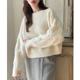 Meiru 前後2wayケーブル編みショートニットカーディガン | JUNOAH | 詳細画像6 