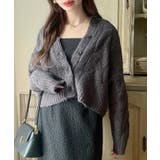 Meiru 前後2wayケーブル編みショートニットカーディガン | JUNOAH | 詳細画像7 