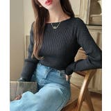 Aブラック | Meiru 【選べる】ラメリブニット | JUNOAH