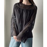 ブラック | Meiru 袖リボンシアーブラウス | JUNOAH