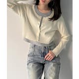 レイヤード風配色ショートニットトップス | JUNOAH | 詳細画像13 
