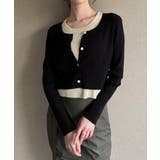 レイヤード風配色ショートニットトップス | JUNOAH | 詳細画像7 