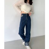 花柄刺繍ロールアップデニムパンツ | JUNOAH | 詳細画像7 