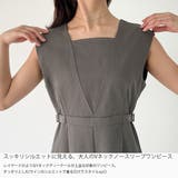 Vネックノースリーブウエスト調整可能ワンピース(薄手、裏地なし) | JUNOAH | 詳細画像3 