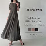 バックレースアップセミフレアワンピース(薄手ジョーゼット生地) | JUNOAH | 詳細画像1
