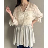 クリーム | シャーリングデザインシアーチュニック | JUNOAH