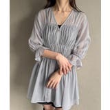 グレー | シャーリングデザインシアーチュニック | JUNOAH