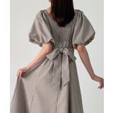 グレージュ | バックリボンフレアワンピース(薄手、裏地なし) | JUNOAH