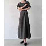 チャコール | バックリボンフレアワンピース(薄手、裏地なし) | JUNOAH