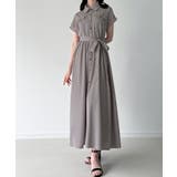 グレー | ウエストリボンフレアシャツワンピース(薄手、裏地なし、ぺチスカートset) | JUNOAH