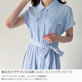 ウエストリボンフレアシャツワンピース(薄手、裏地なし、ぺチスカートset) | JUNOAH | 詳細画像3 