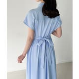 ウエストリボンフレアシャツワンピース(薄手、裏地なし、ぺチスカートset) | JUNOAH | 詳細画像4 