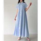 ウエストリボンフレアシャツワンピース(薄手、裏地なし、ぺチスカートset) | JUNOAH | 詳細画像5 