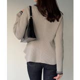 ポロ襟ライン入りペプラムデザインニット | JUNOAH | 詳細画像10 