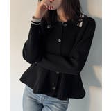 ポロ襟ライン入りペプラムデザインニット | JUNOAH | 詳細画像3 