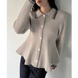 ポロ襟ライン入りペプラムデザインニット | JUNOAH | 詳細画像7 