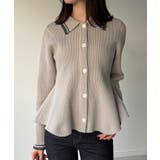 ポロ襟ライン入りペプラムデザインニット | JUNOAH | 詳細画像8 