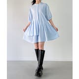 ストライプアシメティアードチュニック (薄手、裏地なし) | JUNOAH | 詳細画像1