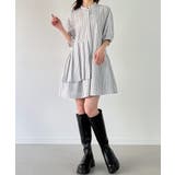 オフホワイト | ストライプアシメティアードチュニック (薄手、裏地なし) | JUNOAH
