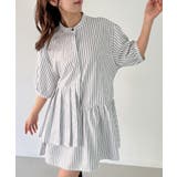 ストライプアシメティアードチュニック (薄手、裏地なし) | JUNOAH | 詳細画像4