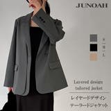 【チェック/無地】レイヤードデザインテーラードジャケット | JUNOAH | 詳細画像1
