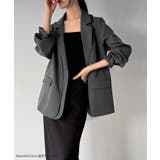 【チェック/無地】レイヤードデザインテーラードジャケット | JUNOAH | 詳細画像2