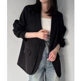 ブラック | 【チェック/無地】レイヤードデザインテーラードジャケット | JUNOAH