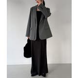 【チェック/無地】レイヤードデザインテーラードジャケット | JUNOAH | 詳細画像5