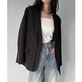 【チェック/無地】レイヤードデザインテーラードジャケット | JUNOAH | 詳細画像9