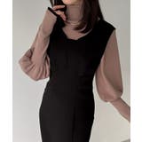 袖ボタンシアーブラウス+IラインジャンパースカートSET(薄手、裏地無し) | JUNOAH | 詳細画像10