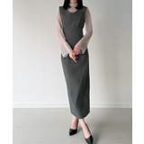 袖ボタンシアーブラウス+IラインジャンパースカートSET(薄手、裏地無し) | JUNOAH | 詳細画像13