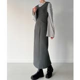 袖ボタンシアーブラウス+IラインジャンパースカートSET(薄手、裏地無し) | JUNOAH | 詳細画像18