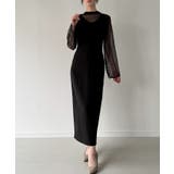 Aブラック | 袖ボタンシアーブラウス+IラインジャンパースカートSET(薄手、裏地無し) | JUNOAH