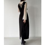 袖ボタンシアーブラウス+IラインジャンパースカートSET(薄手、裏地無し) | JUNOAH | 詳細画像4