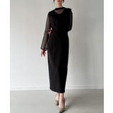 袖ボタンシアーブラウス+IラインジャンパースカートSET(薄手、裏地無し) | JUNOAH | 詳細画像6