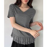 グレー | レースドッキングドットリブトップス | junoah
