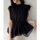 ブラック | シャーリングネックシアーブラウス | JUNOAH