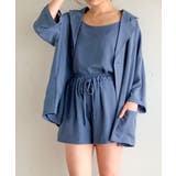 ブルー-ショート | 薄手7分袖シャツジャケット3点セットのセットアップ 7分袖テーラードジャケット … | JUNOAH